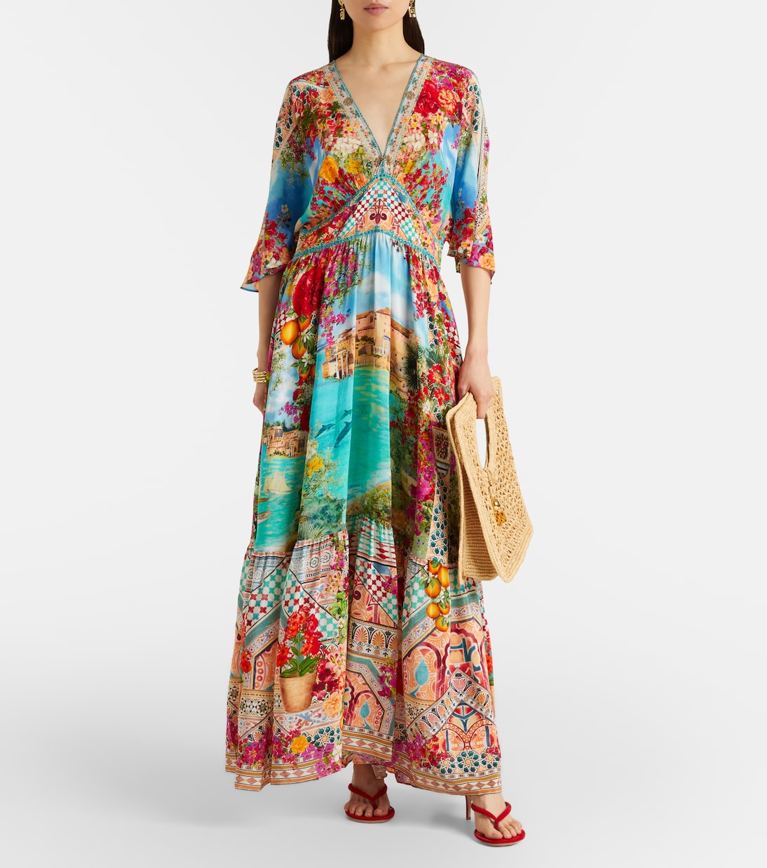 Embellished printed silk maxi dress | Camilla