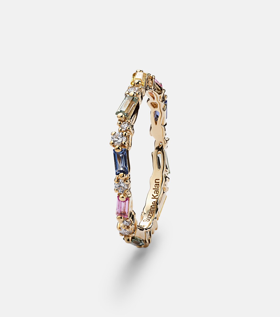 Anello SUZANNE KALAN in oro 18kt con diamanti e zaffiri, scintillante come fuochi d'artificio