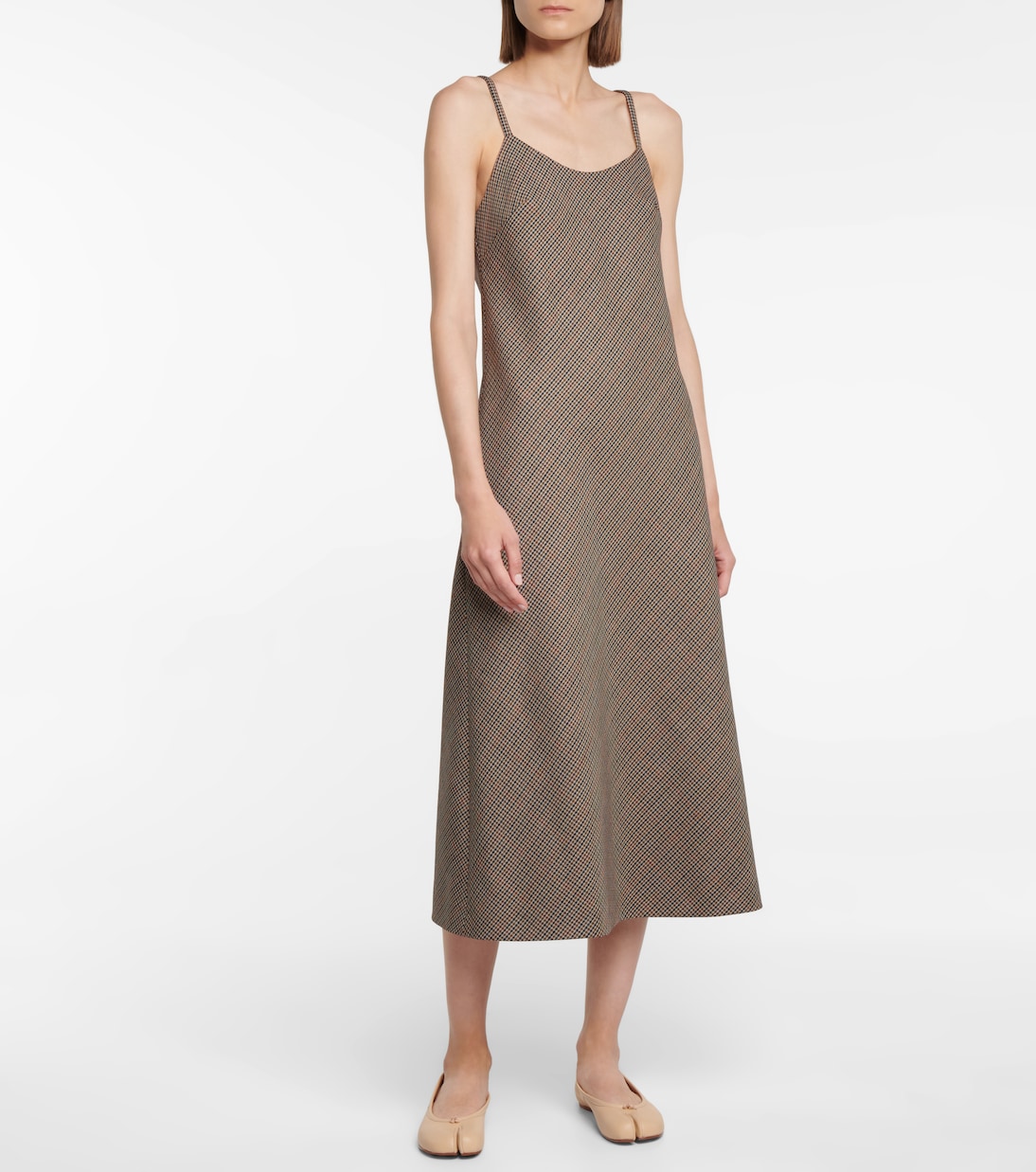 Abito midi in lana a quadri | Maison Margiela