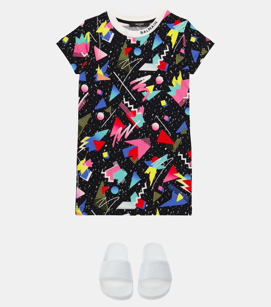 Printed cotton dress | Balmain Kids