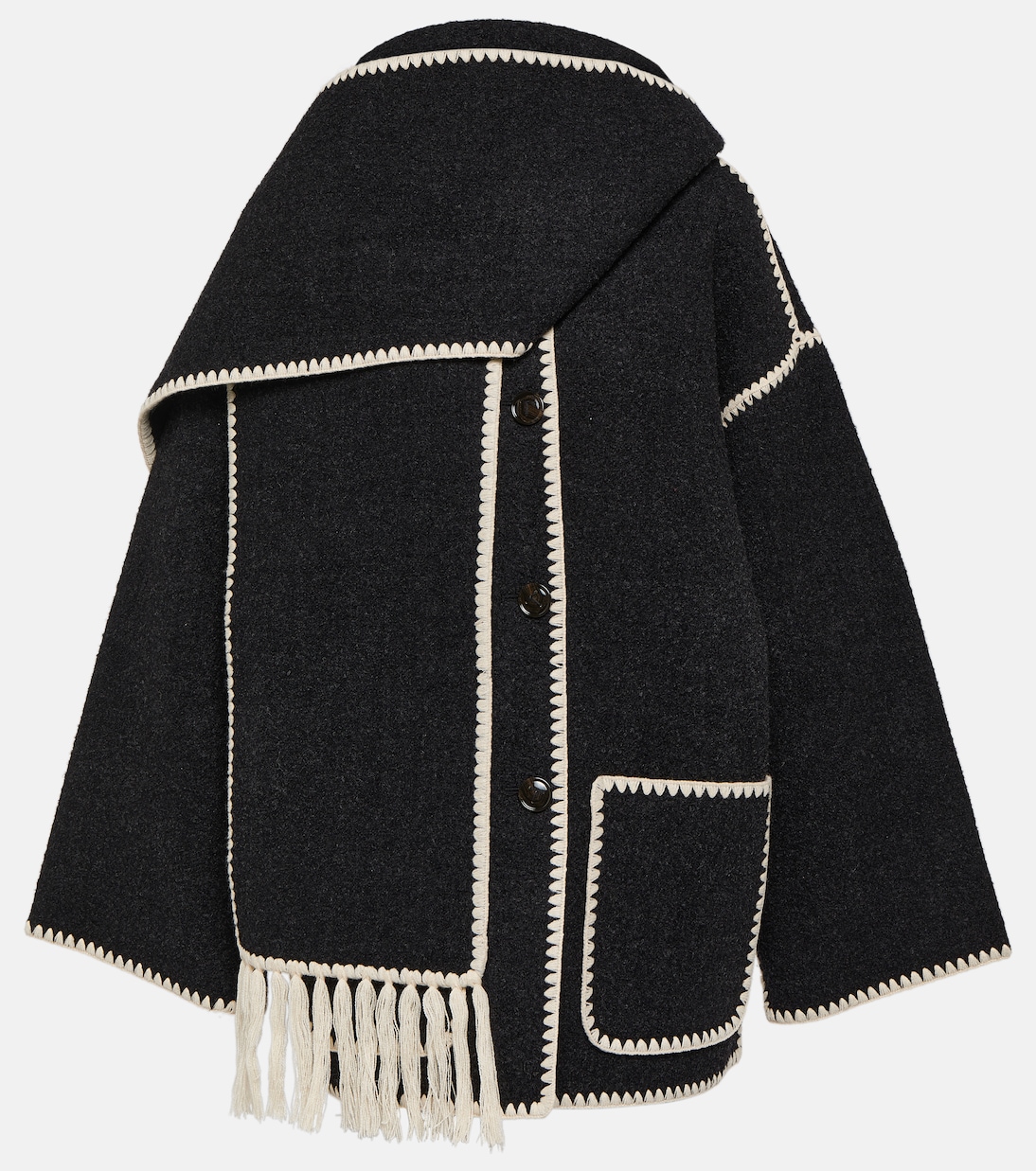 Embroidered wool-blend scarf jacket | Toteme