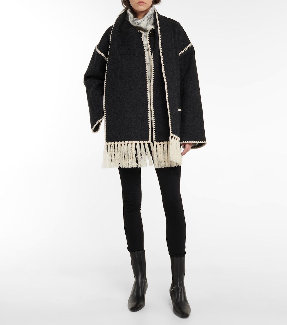 Embroidered wool-blend scarf jacket | Toteme