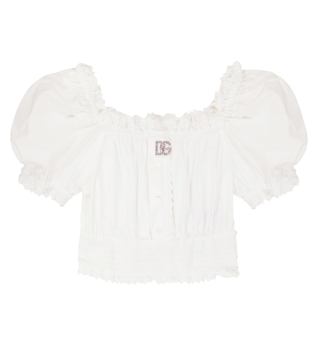 Top aus Baumwolle mit Lochspitze | Dolce&Gabbana Kids