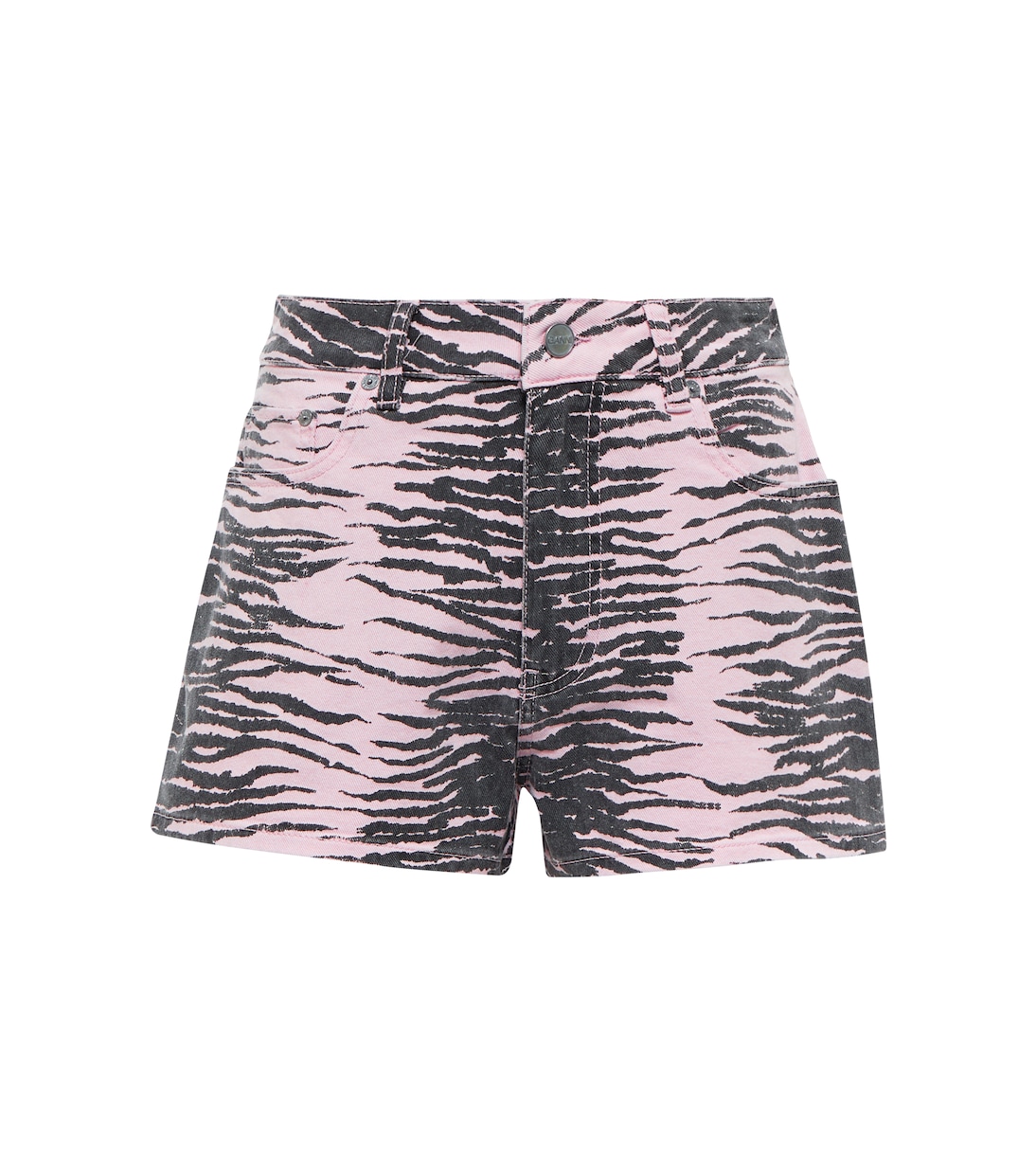 Shorts di jeans a vita alta con stampa | Ganni