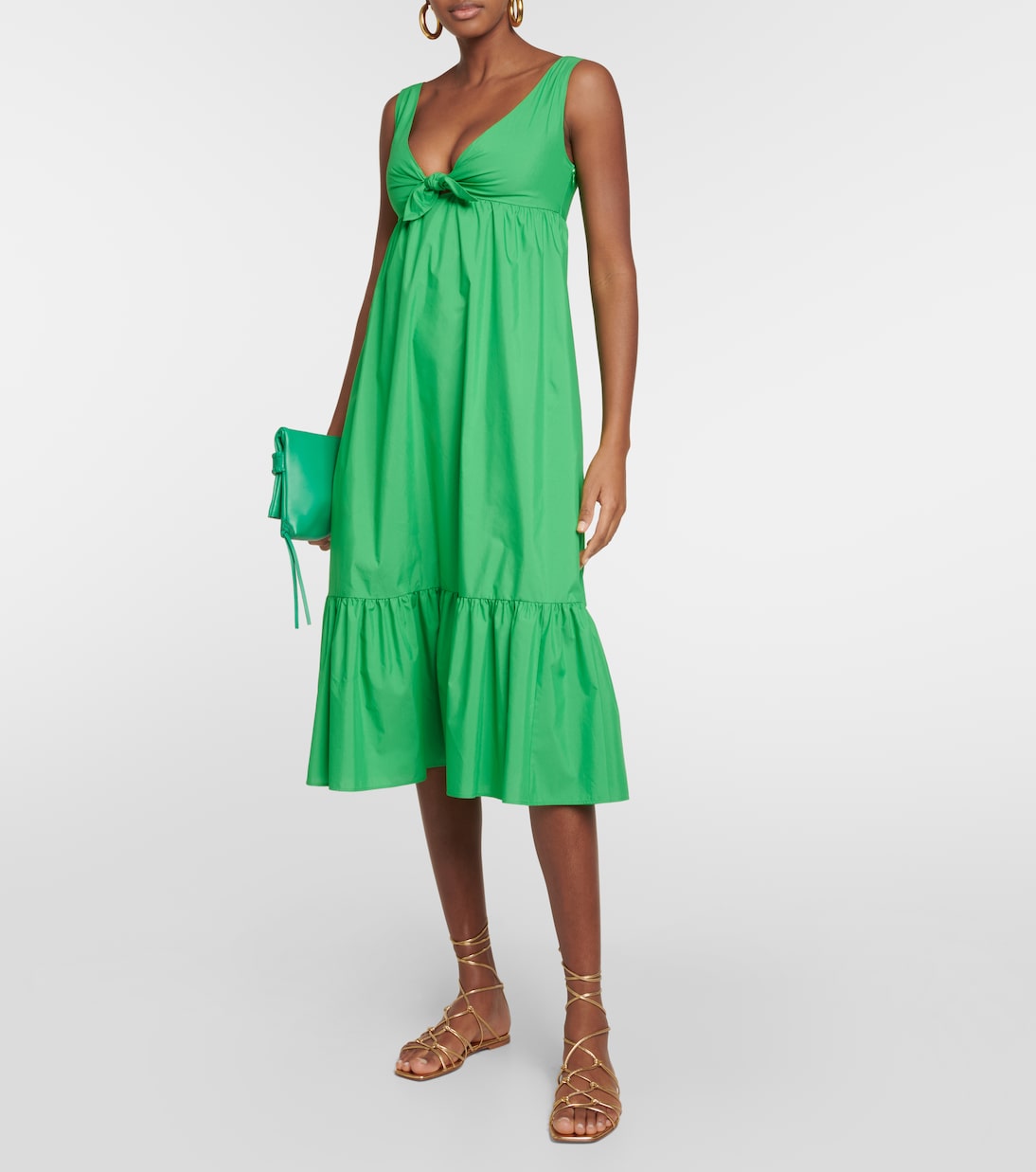 Vestido midi en popelín de algodón | REDValentino