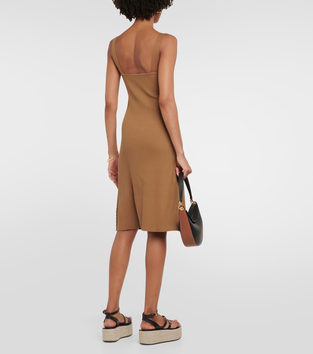 Ribbed-knit cotton-blend midi dress | Vince