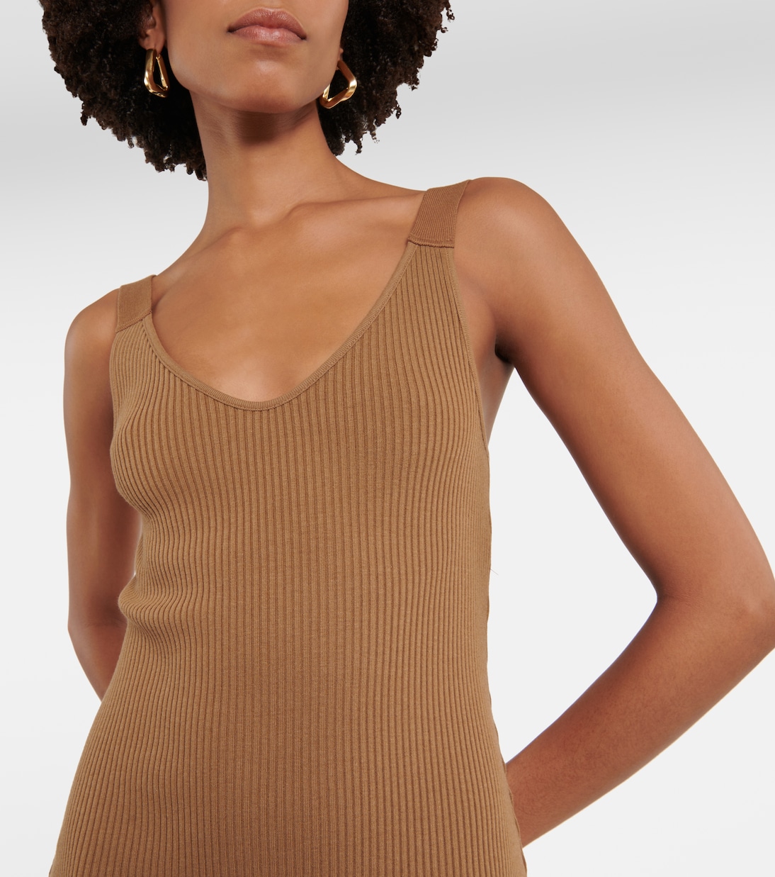 Ribbed-knit cotton-blend midi dress | Vince