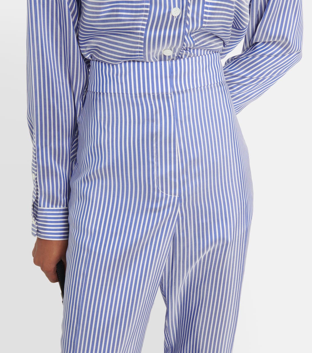 Pantaloni in seta a gamba larga a righe | Burberry