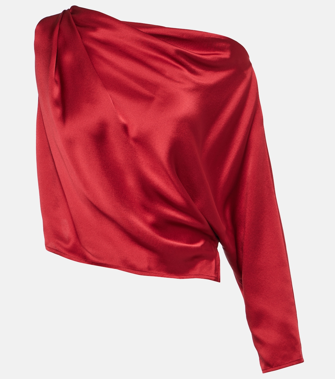 Draped one-shoulder silk satin top | The Sei