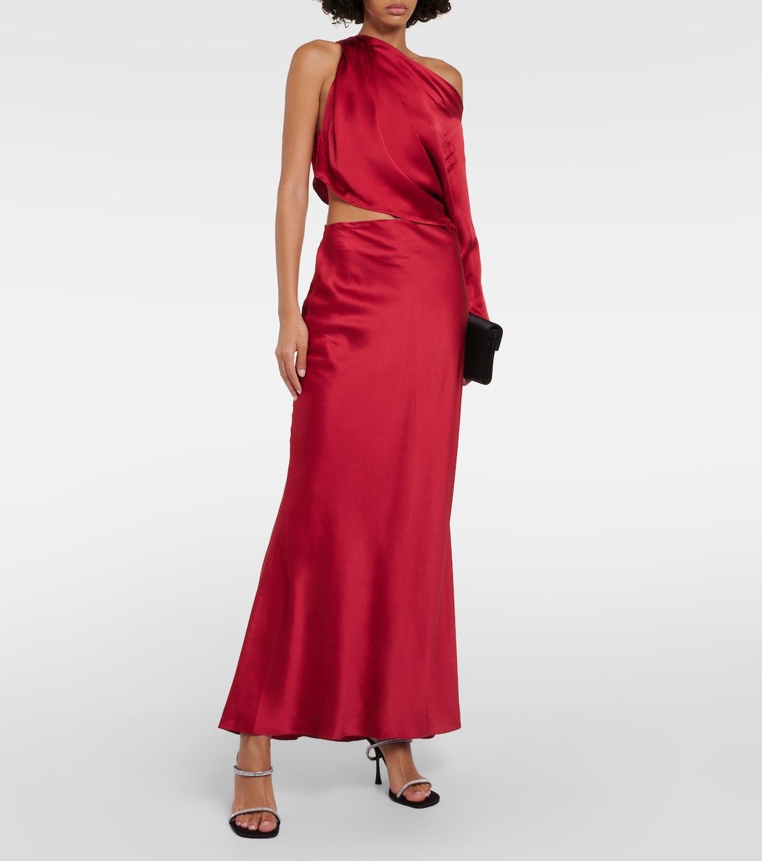 Draped one-shoulder silk satin top | The Sei
