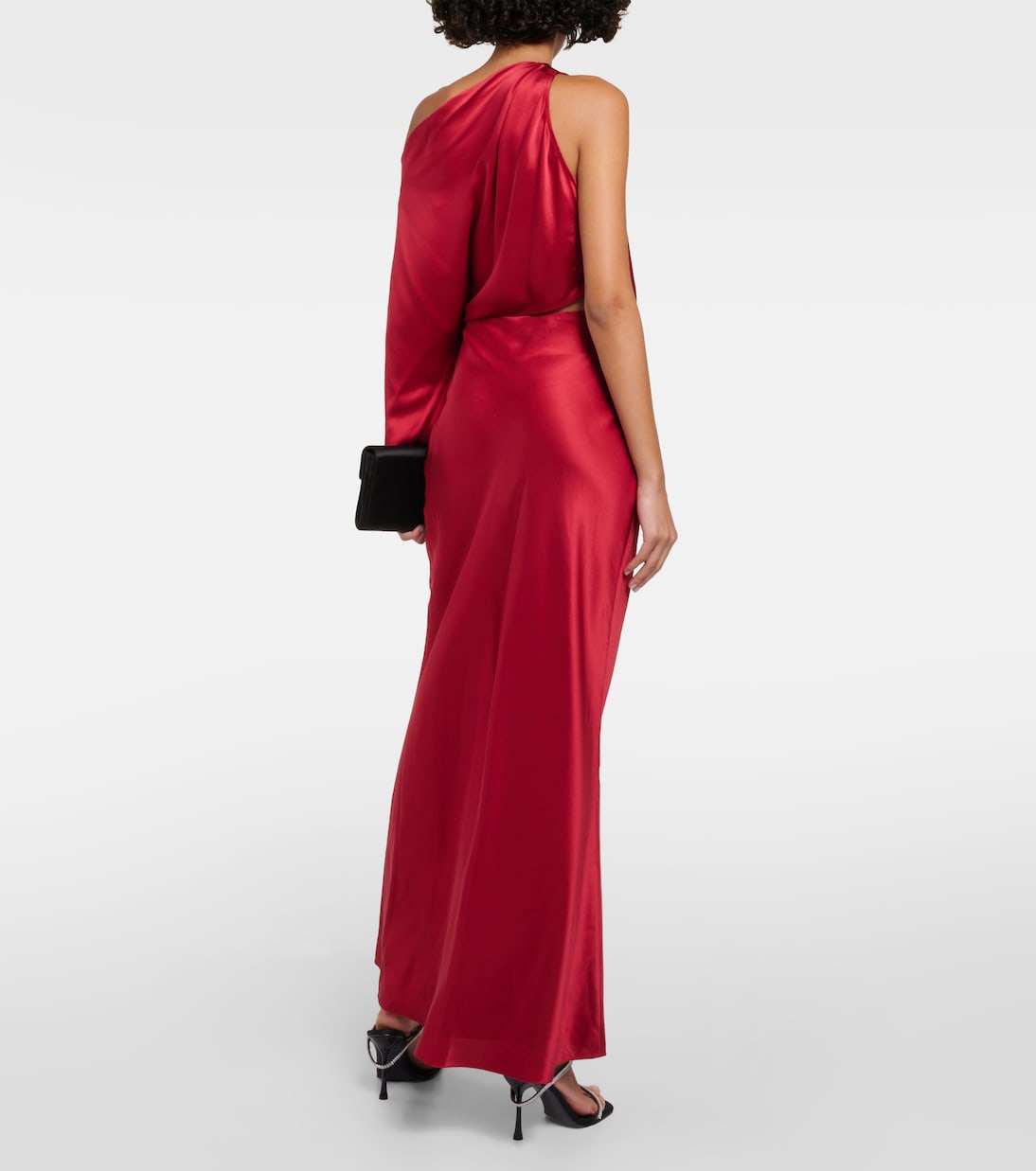 Draped one-shoulder silk satin top | The Sei