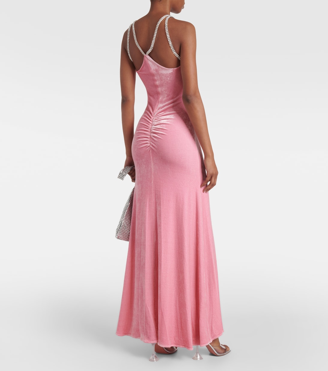 Embellished ruched velvet gown  | Rabanne