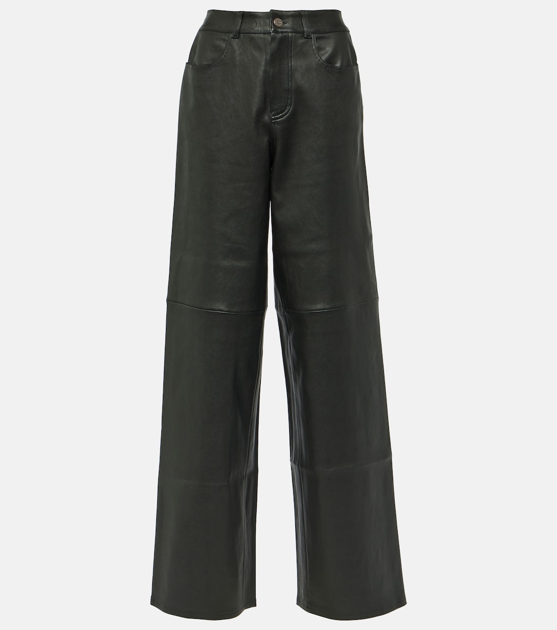 Pantaloni a gamba larga in pelle a vita alta | Stouls