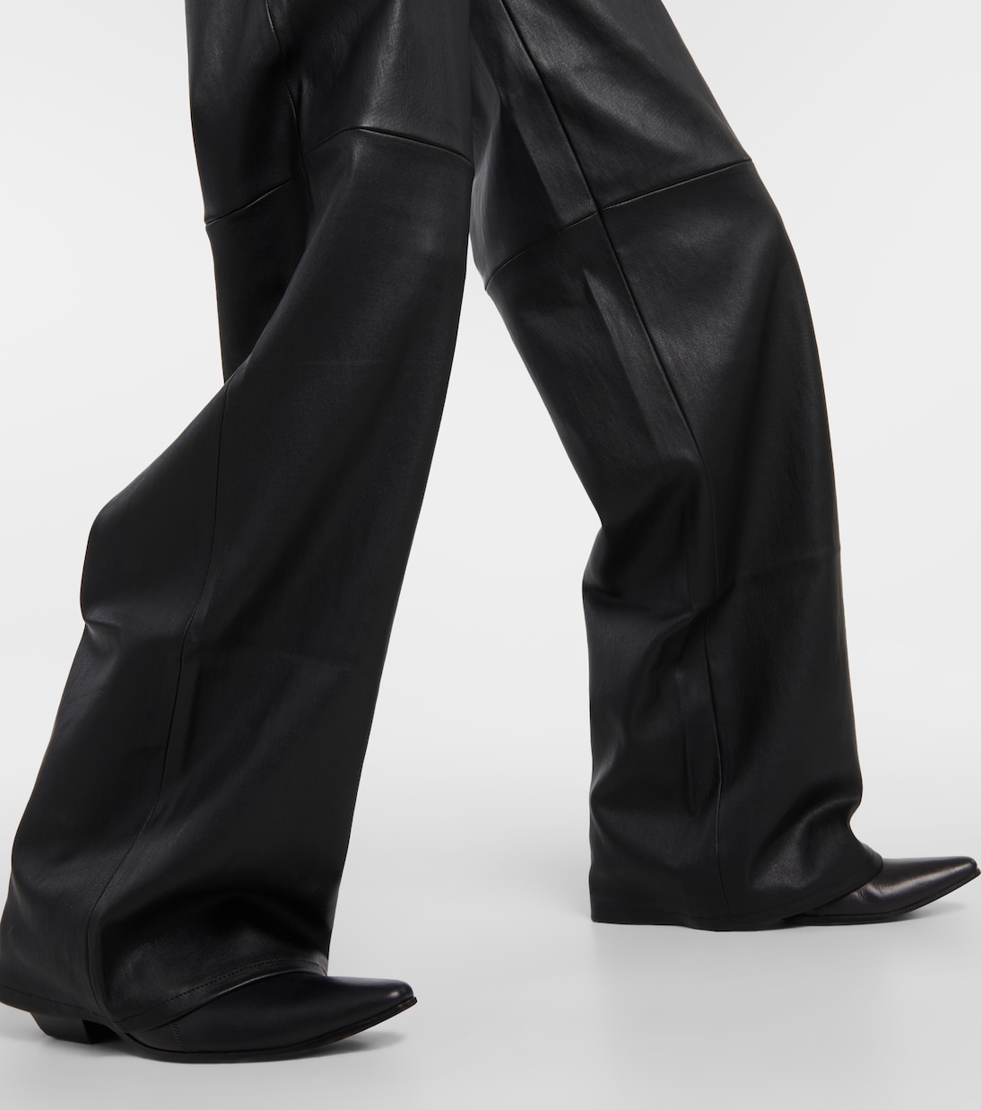 Pantaloni a gamba larga in pelle a vita alta | Stouls