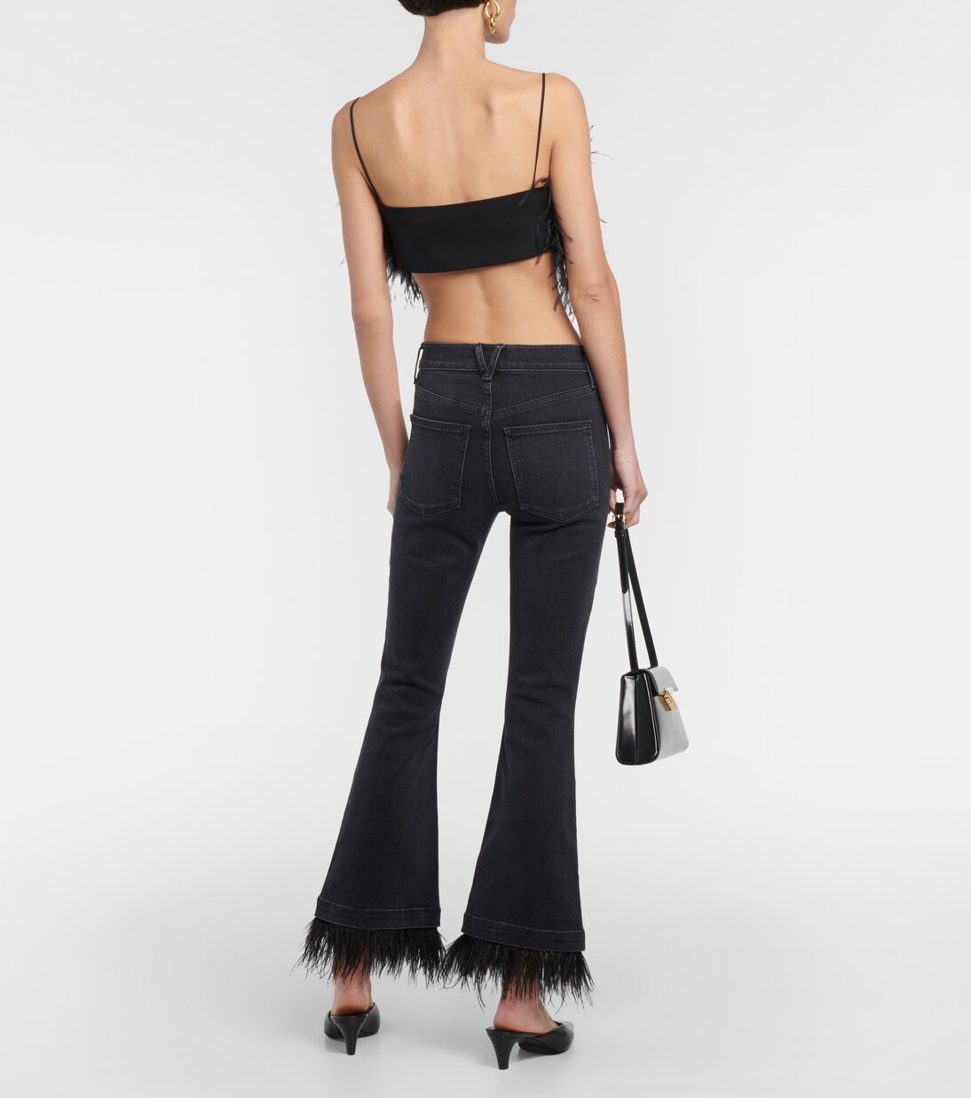 High-Rise Flared Jeans Carson mit Federn | Veronica Beard