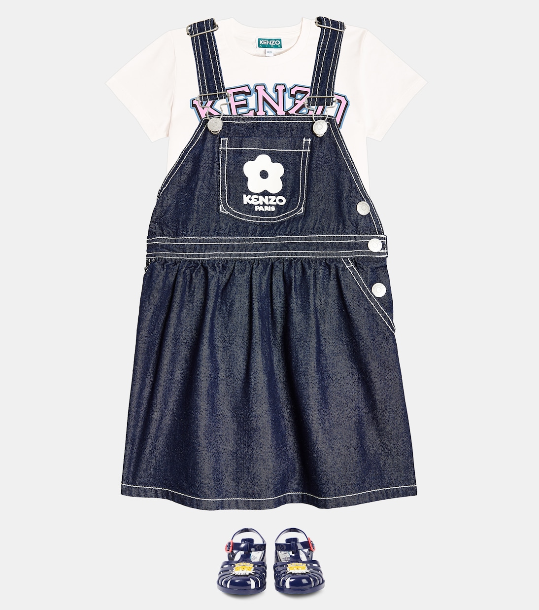 Robe brodée en jean à logo | Kenzo Kids