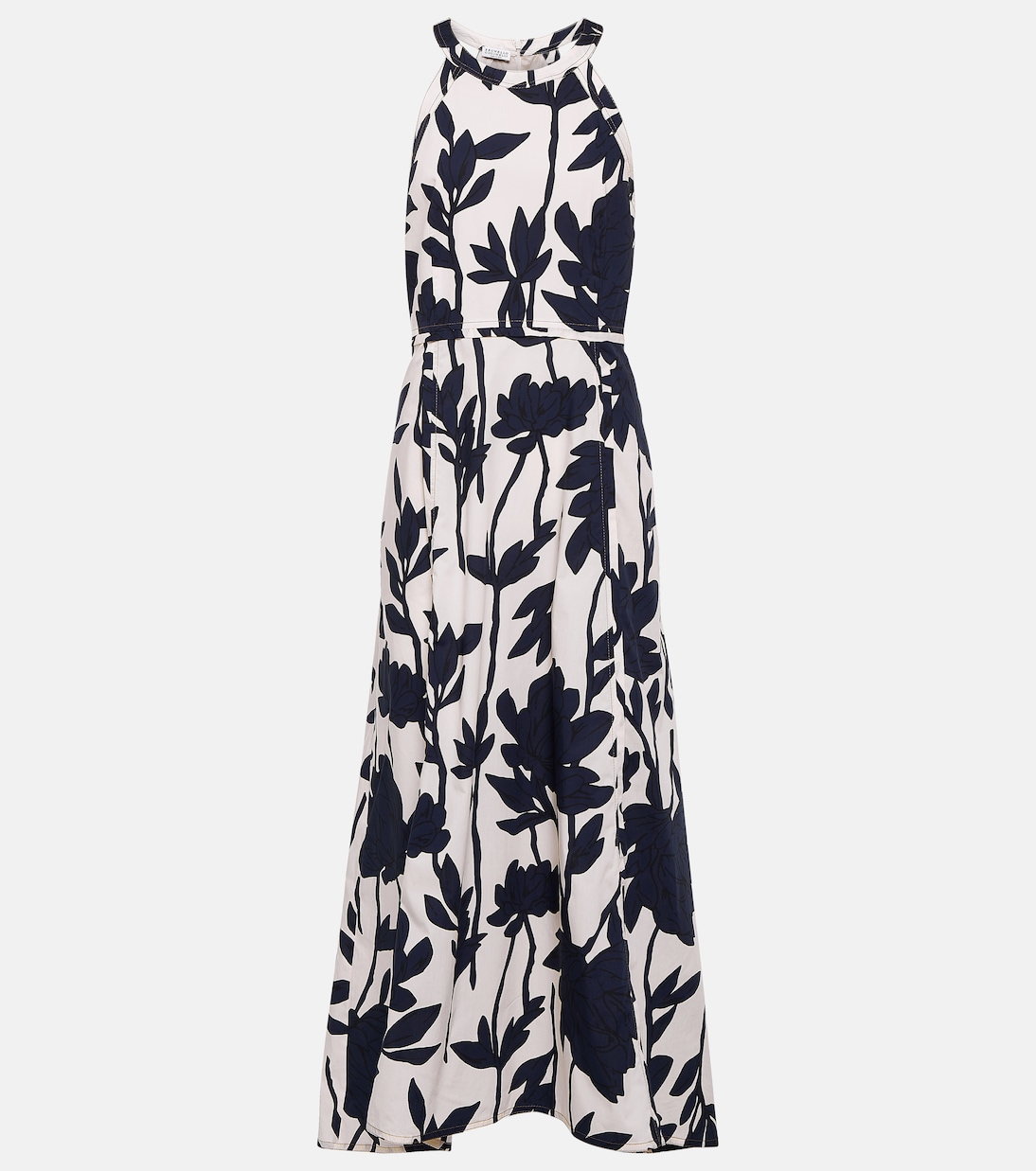 Vestido midi de algodón floral | Brunello Cucinelli