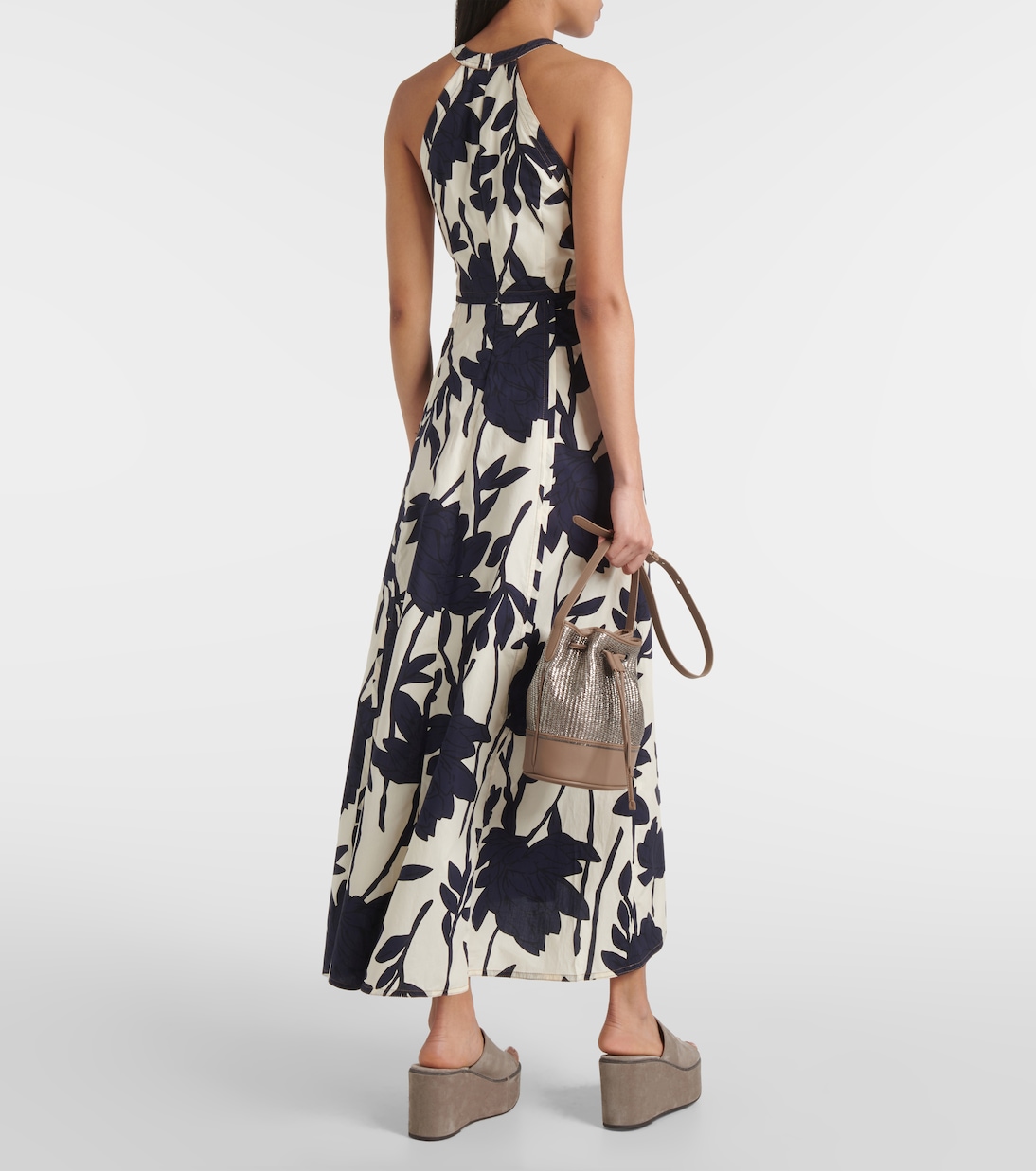 Vestido midi de algodón floral | Brunello Cucinelli