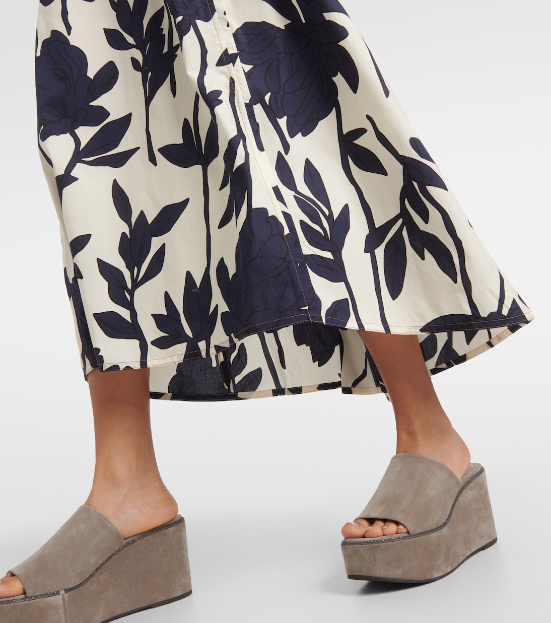 Vestido midi de algodón floral | Brunello Cucinelli