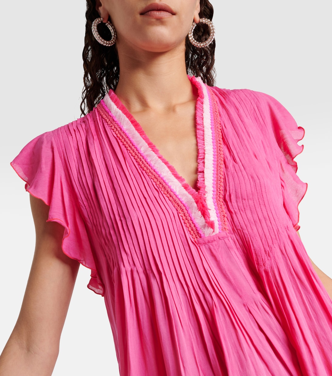 Vestido corto Sasha plisado con volantes | Poupette St Barth