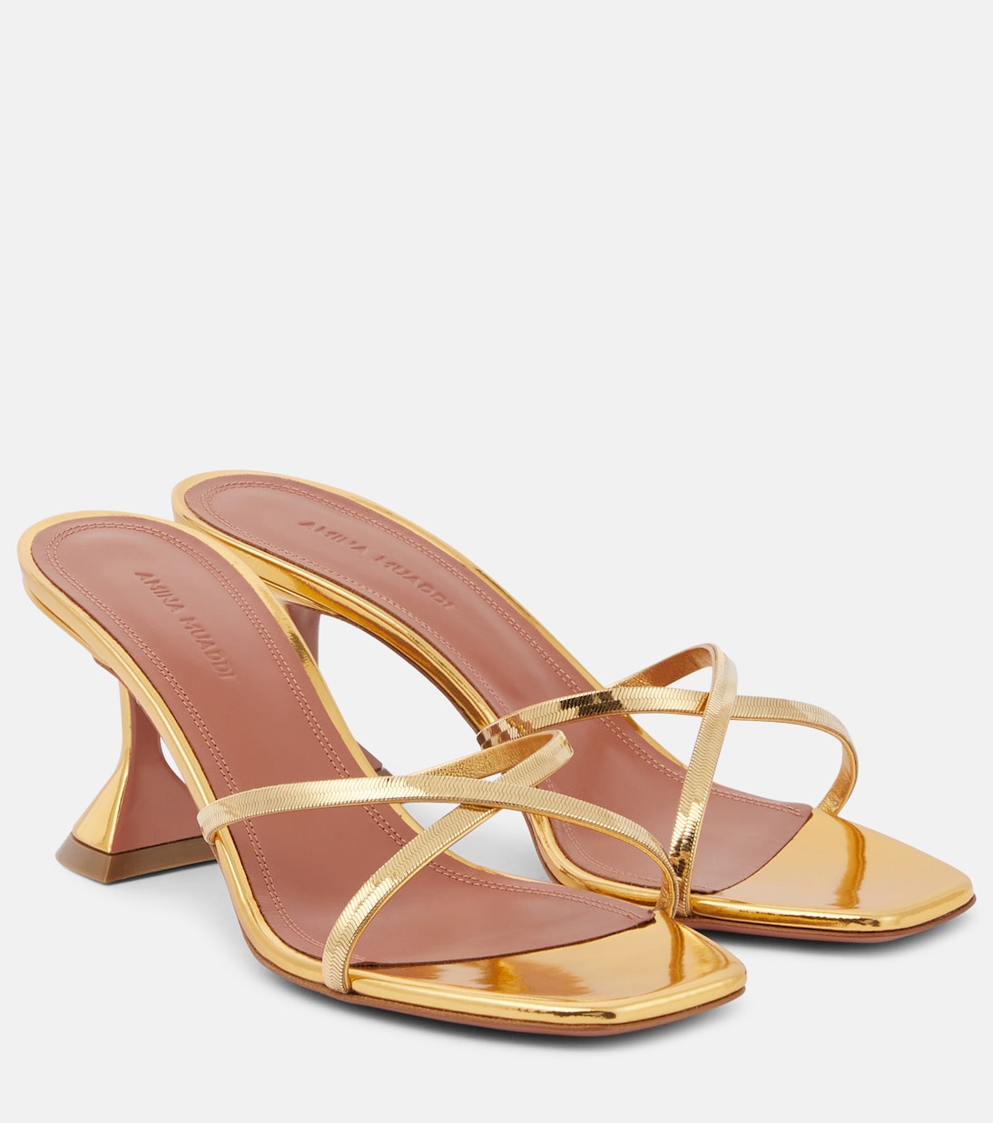 Mules Henson 70 en cuir métallisé | Amina Muaddi