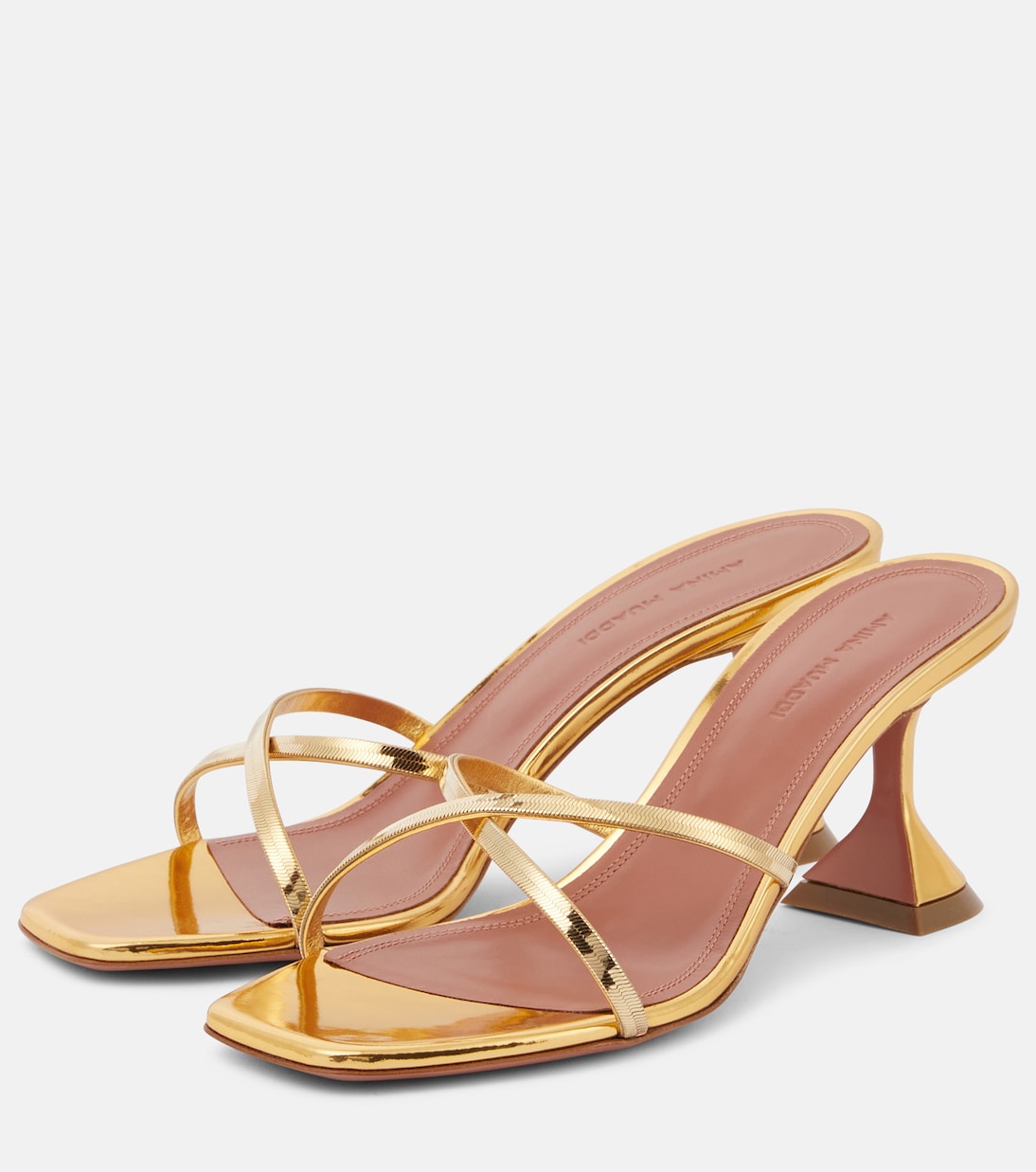 Mules Henson 70 en cuir métallisé | Amina Muaddi