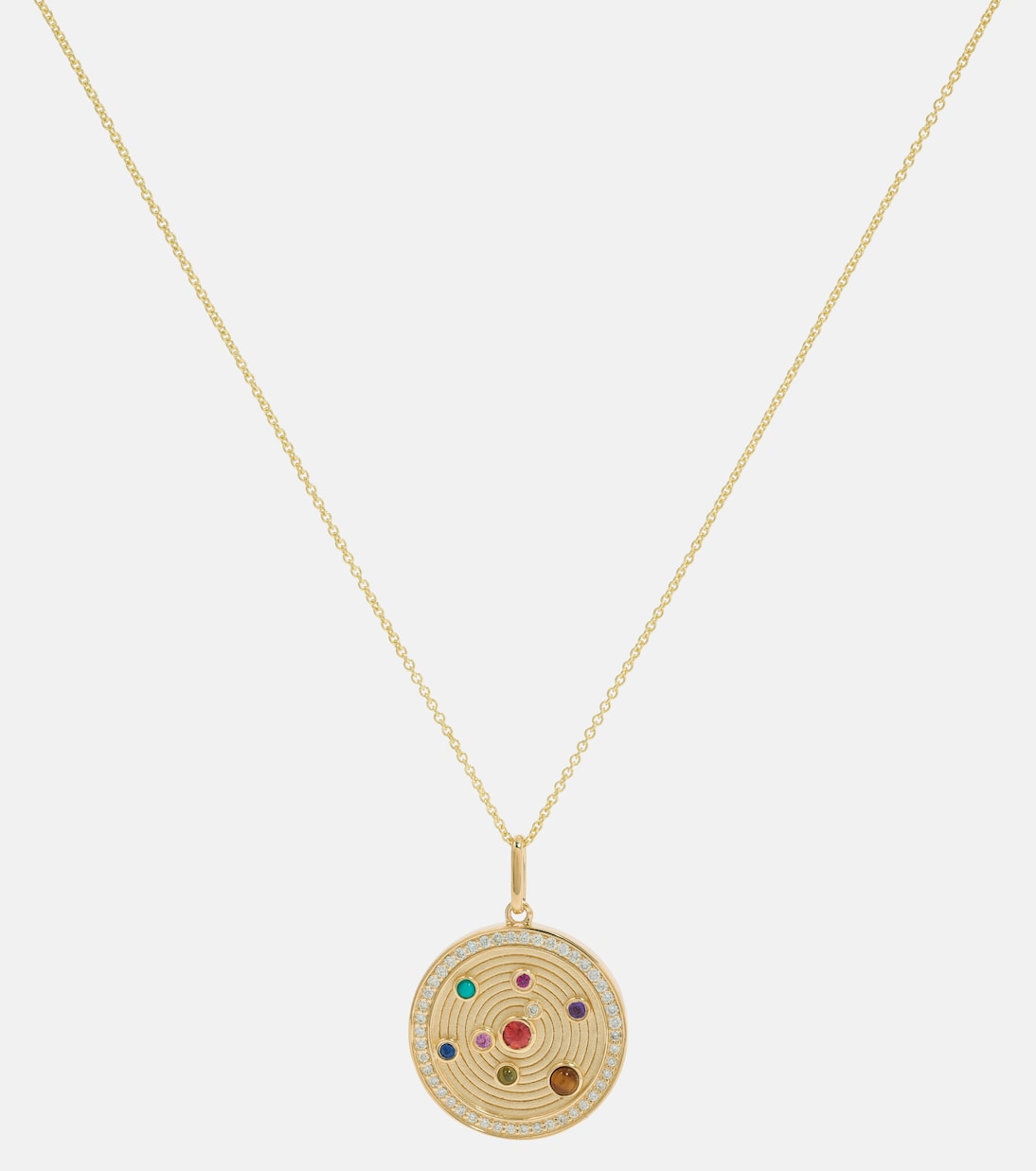Collar con colgante The Universe Coin de oro de 14 ct con piedras | Sydney Evan