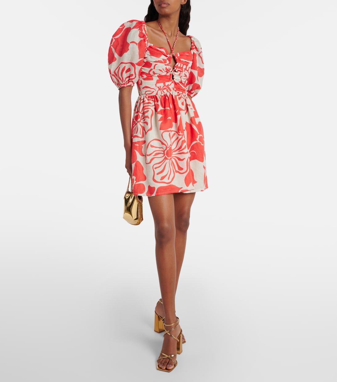 Vestido corto Odelia de lino floral | Faithfull