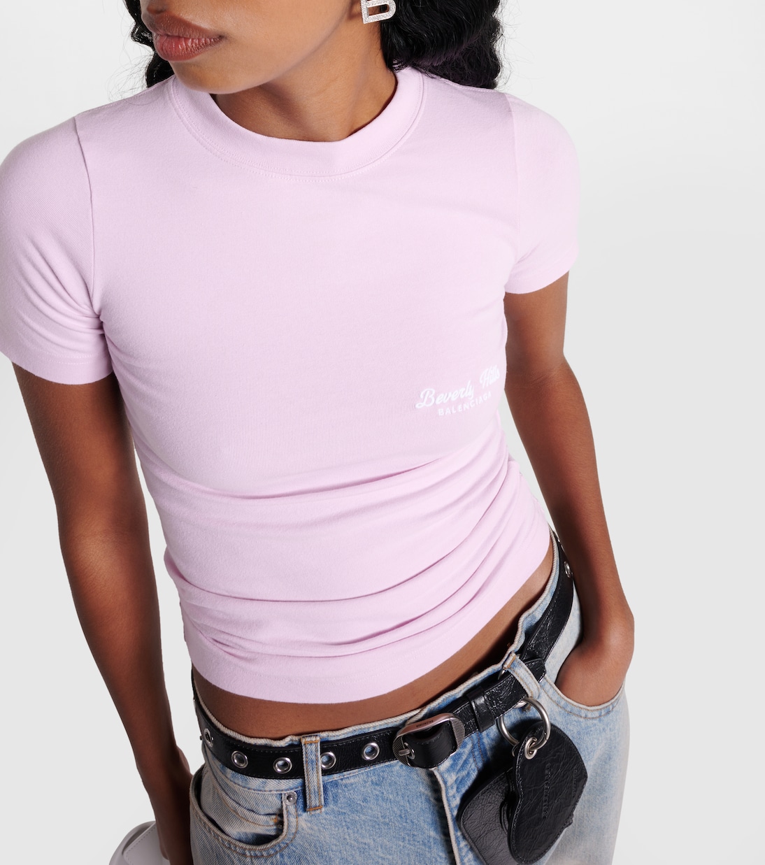 Camiseta de Algodón Estampada Balenciaga para Jóvenes Modernos