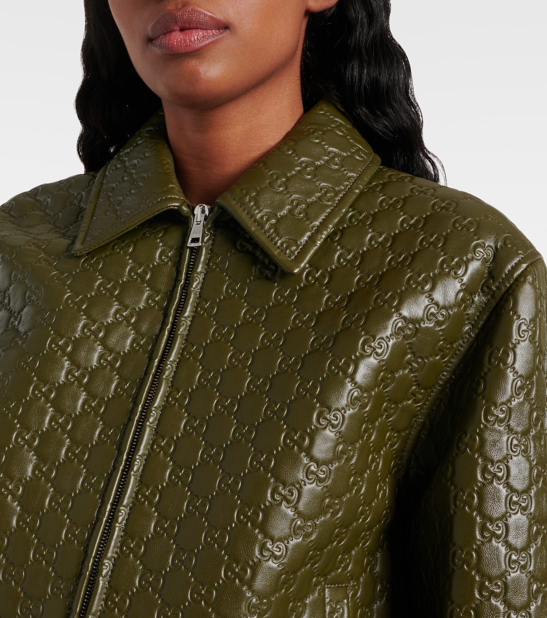 Bomberjacke GG aus Leder | Gucci