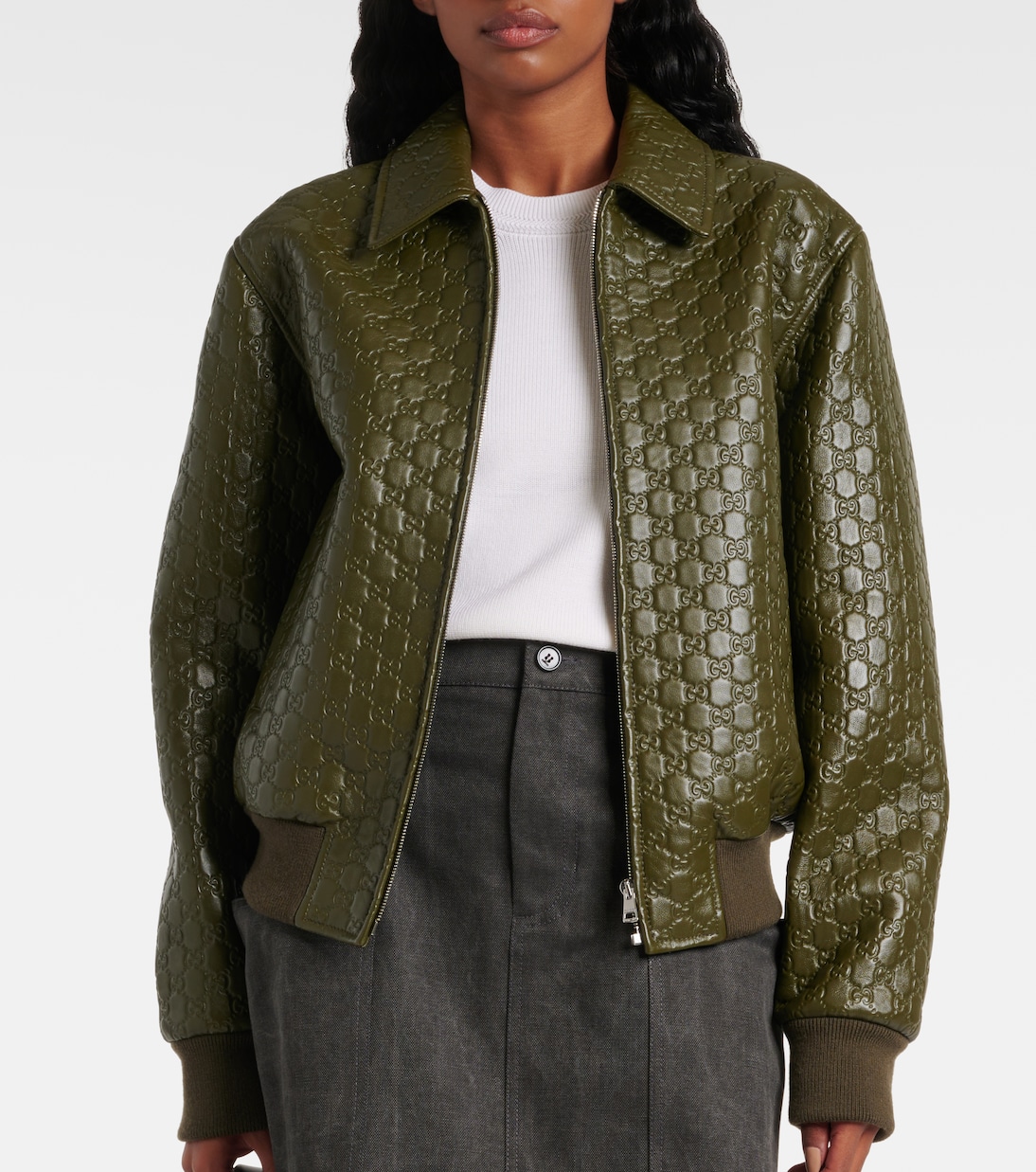 Bomberjacke GG aus Leder | Gucci