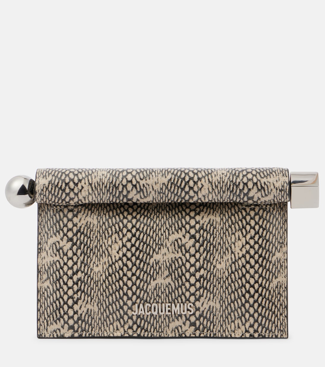 Rond Carré snake-effect leather clutch | Jacquemus