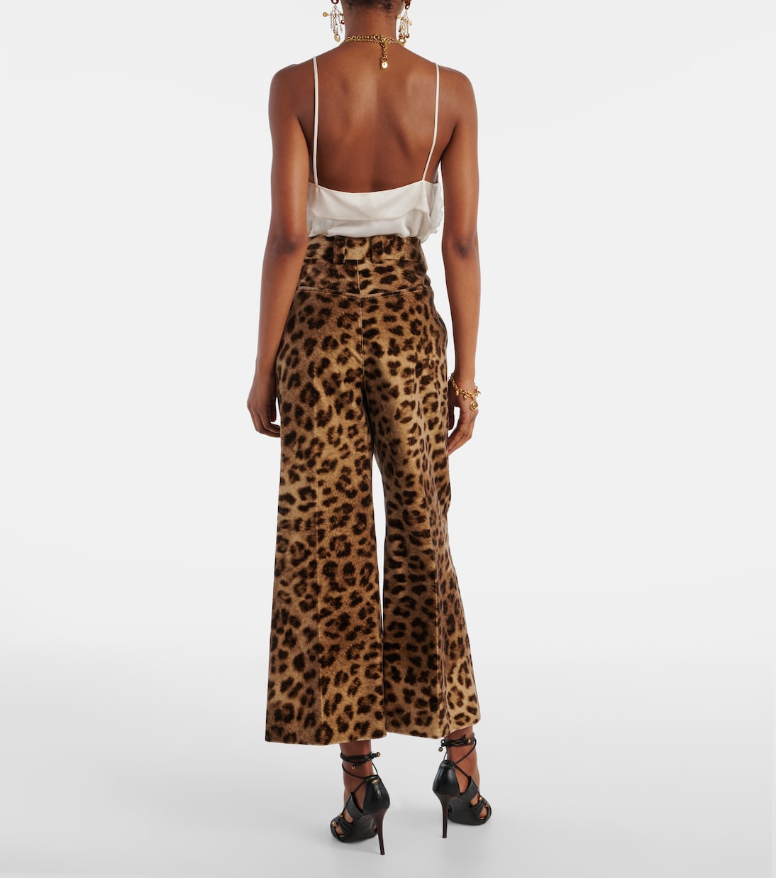Pantalon flare en velours à motif léopard | Chloé