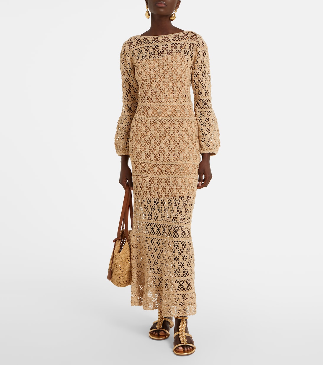 Abito lungo Bianca in crochet di cotone | Anna Kosturova