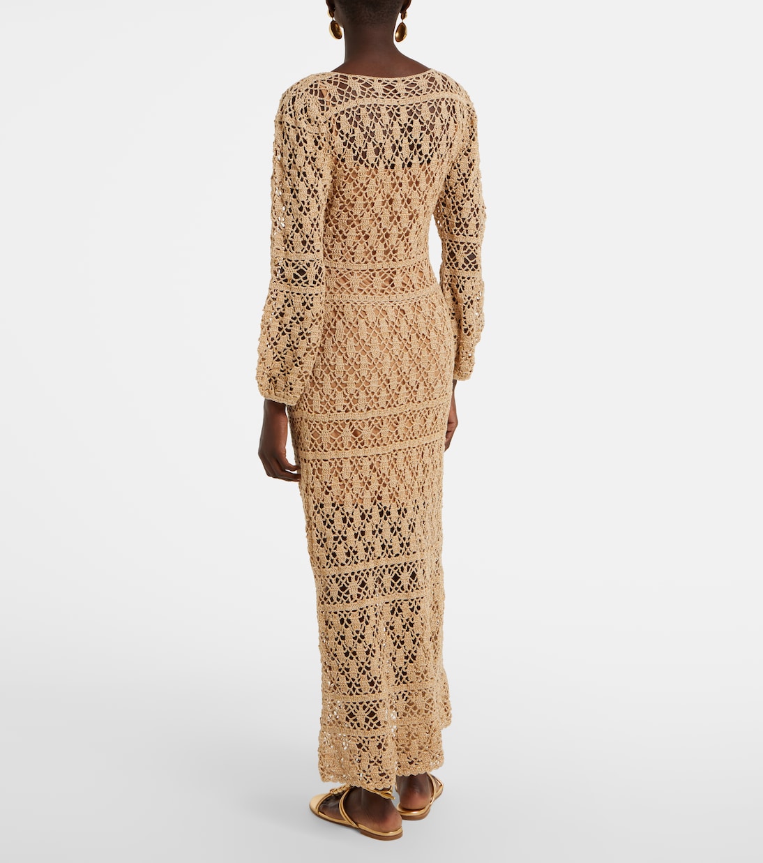 Abito lungo Bianca in crochet di cotone | Anna Kosturova
