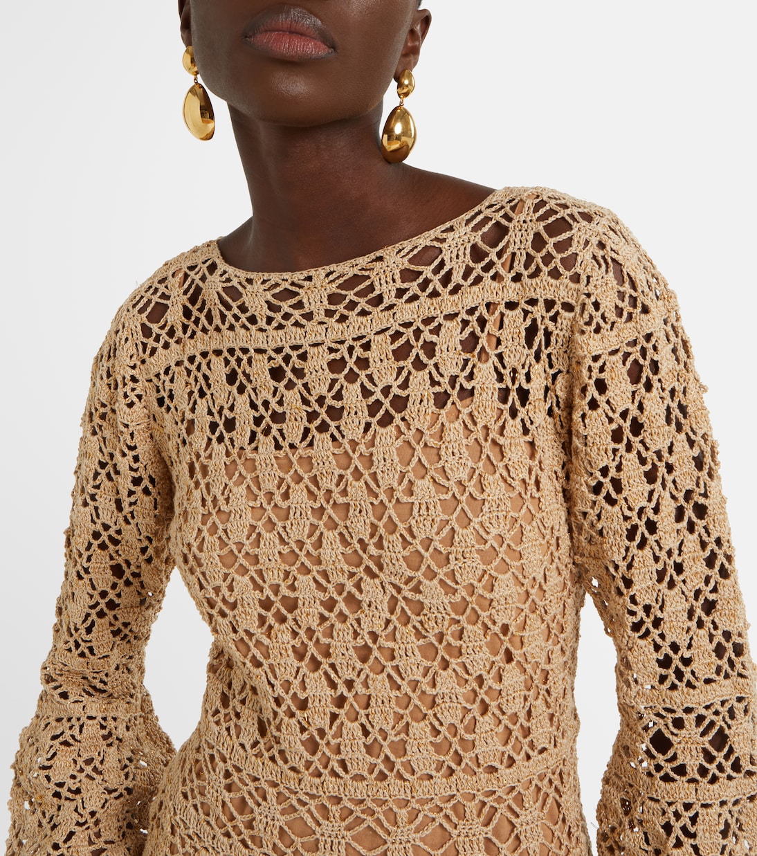 Abito lungo Bianca in crochet di cotone | Anna Kosturova