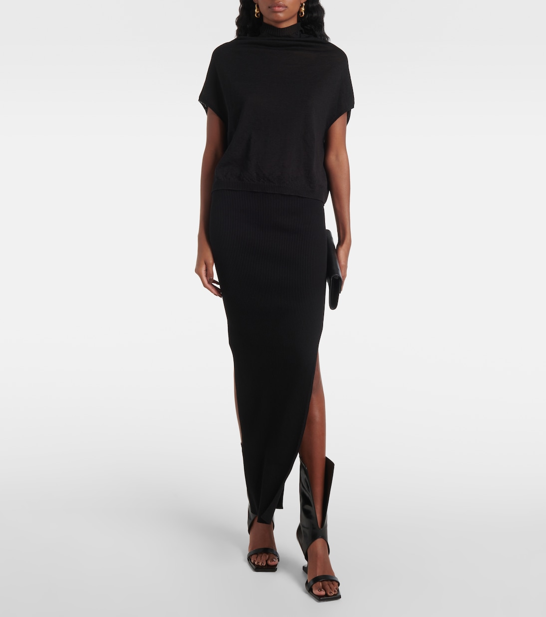 Falda midi Sacriskirt de punto acanalado | Rick Owens