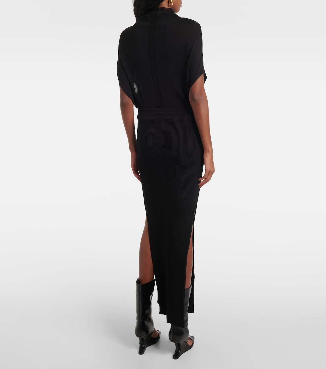 Falda midi Sacriskirt de punto acanalado | Rick Owens