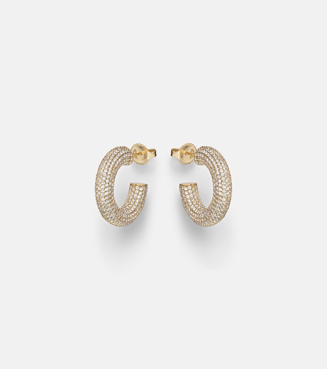 Puffy 14kt gold (585/1000) hoop earrings with diamonds | Sydney Evan