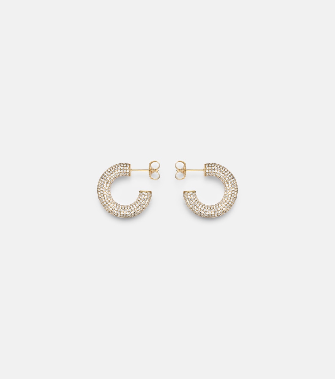 Puffy 14kt gold (585/1000) hoop earrings with diamonds | Sydney Evan