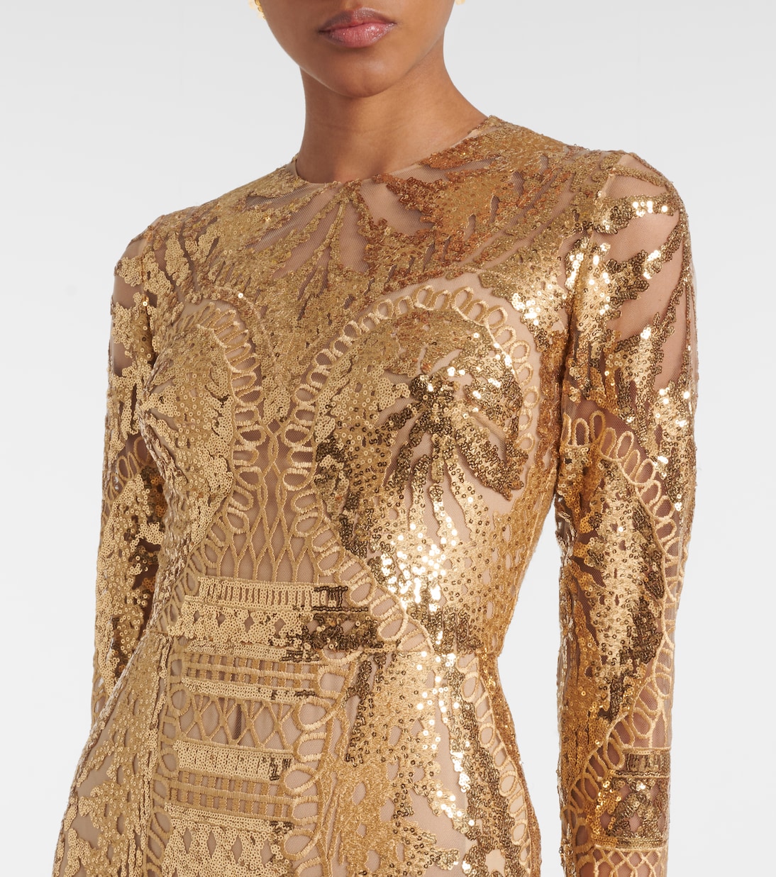 Embellished metallic tulle gown | Elie Saab