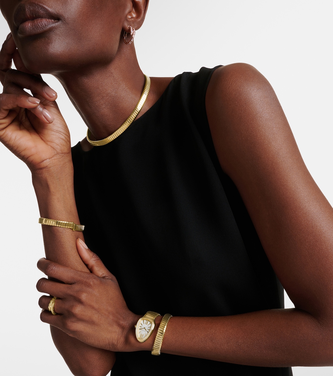 Serpenti Tubogas 18kt gold watch with diamonds | Bvlgari