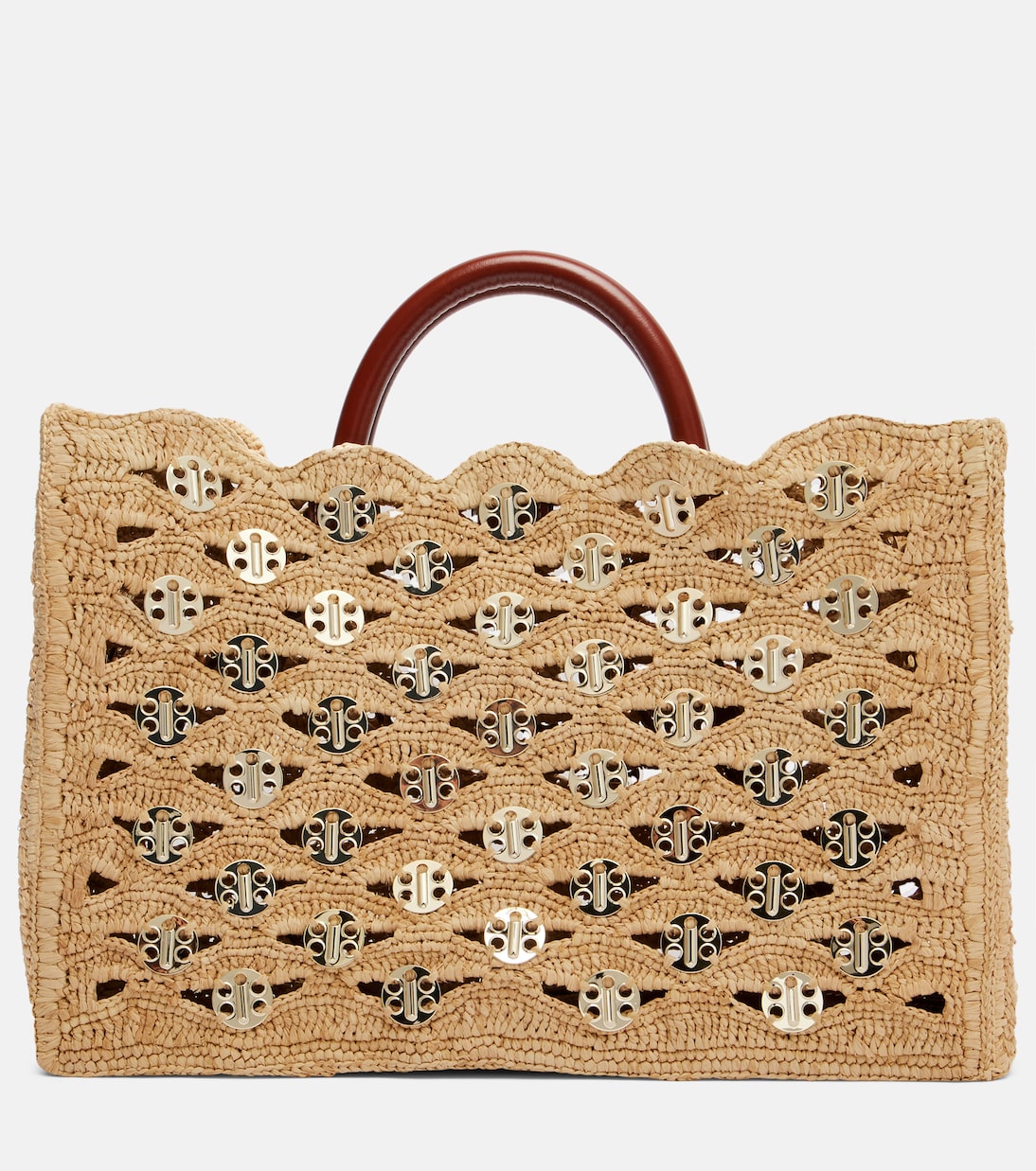 1969 embellished raffia tote bag | Rabanne