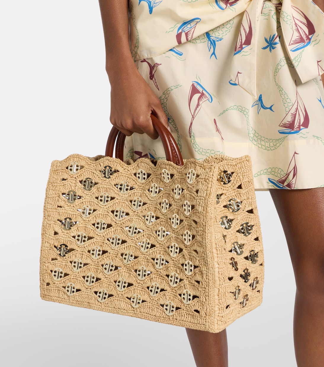 1969 embellished raffia tote bag | Rabanne