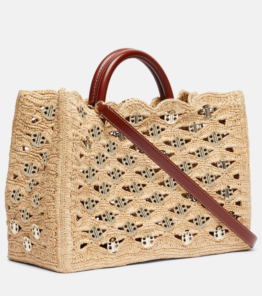 1969 embellished raffia tote bag | Rabanne