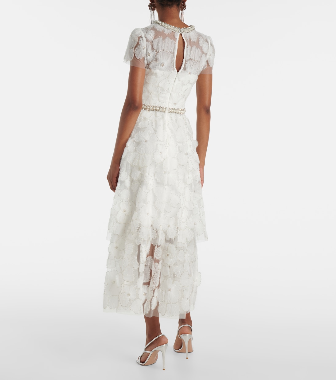 Bridal - Abito midi in tulle con perline | Self-Portrait