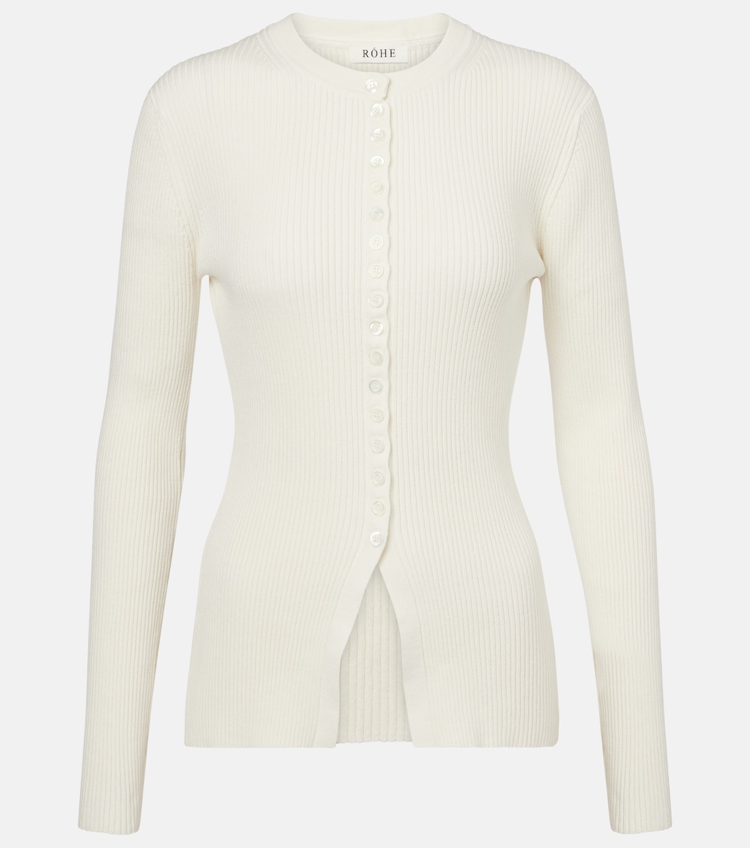 Cardigan in crêpe di cotone a coste | Róhe
