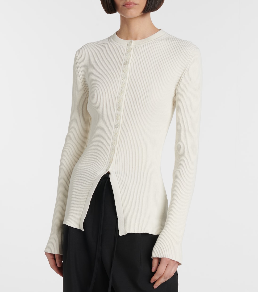 Cardigan in crêpe di cotone a coste | Róhe