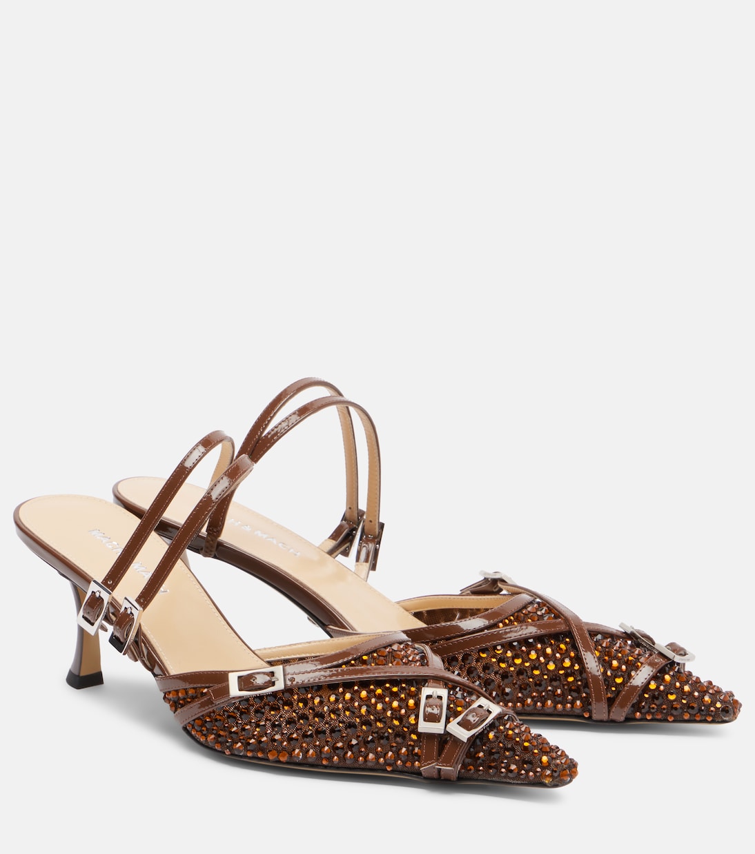 Crystal Net 65 leather-trimmed mules | Mach & Mach
