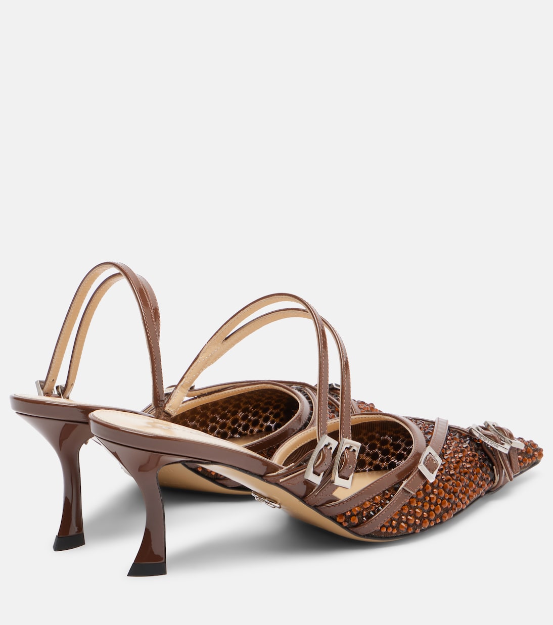 Crystal Net 65 leather-trimmed mules | Mach & Mach